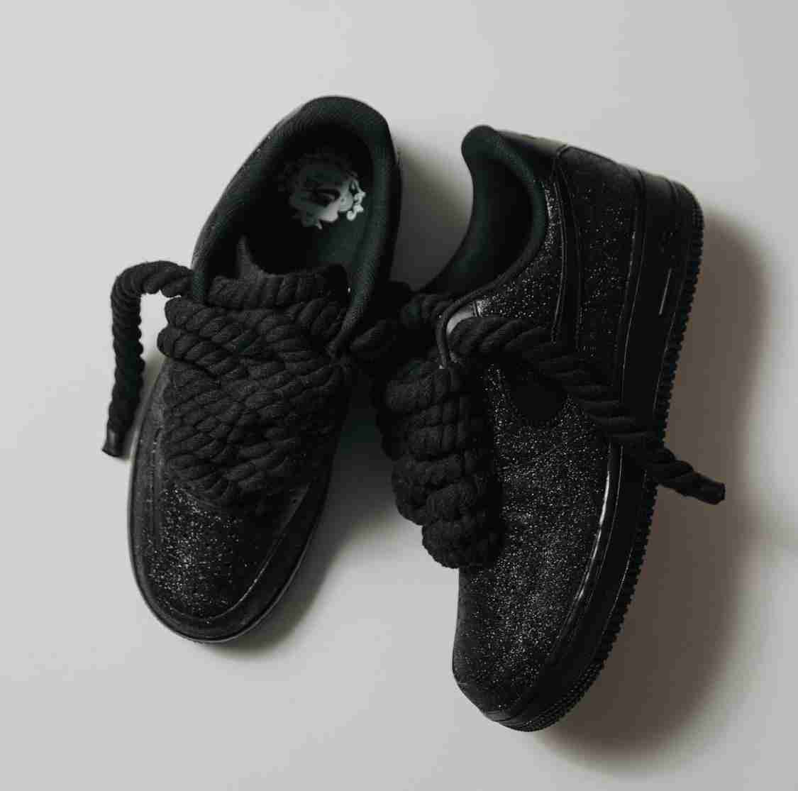 Nike Air Force 1 “Glitter Rope Laces Black” Red Sole