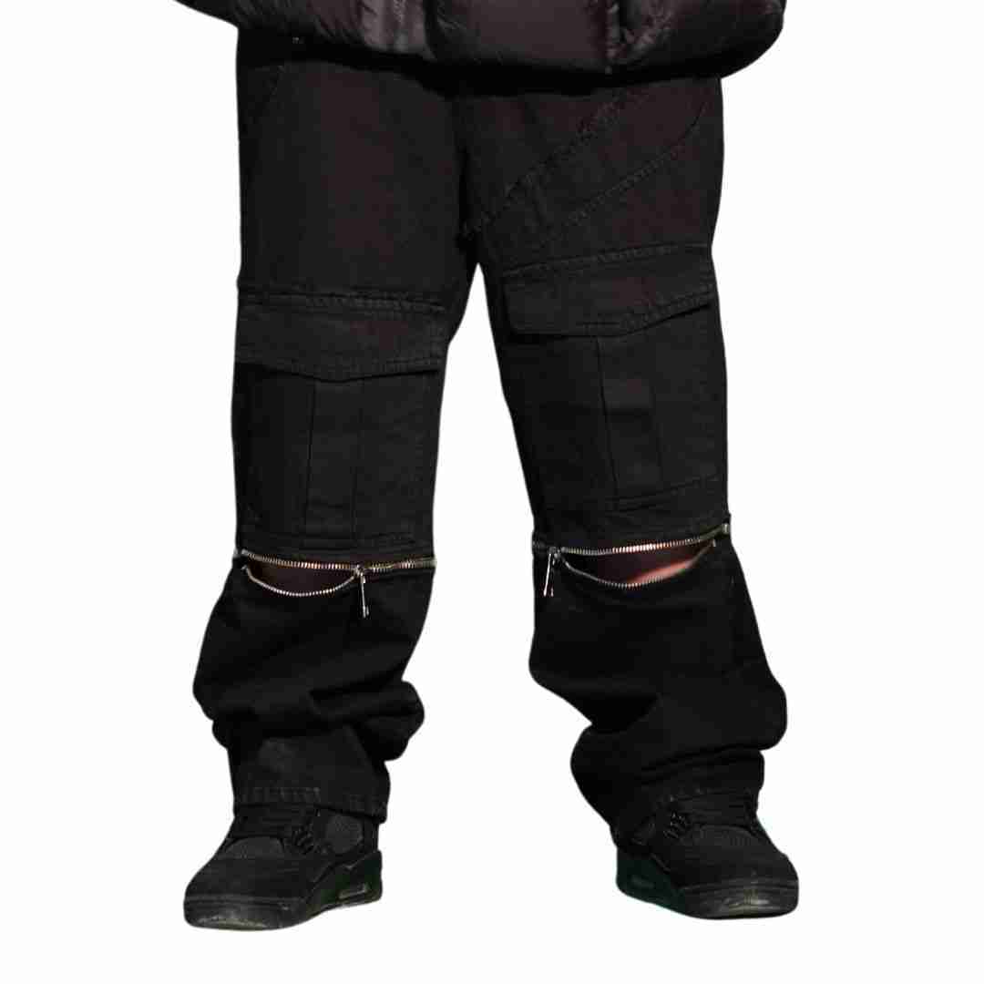 Jeans Black Cargo Zip