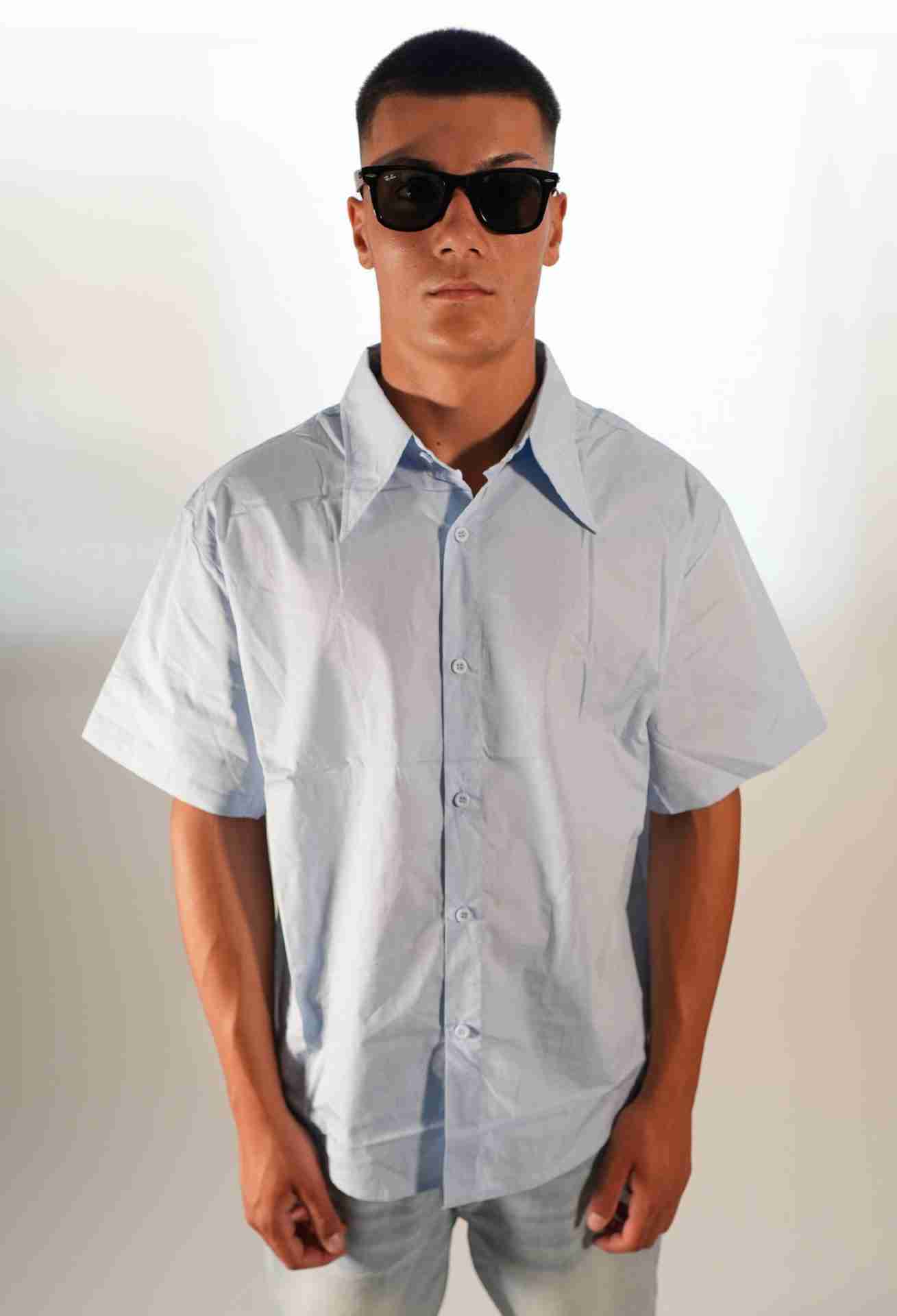 Camicia in cotone celeste