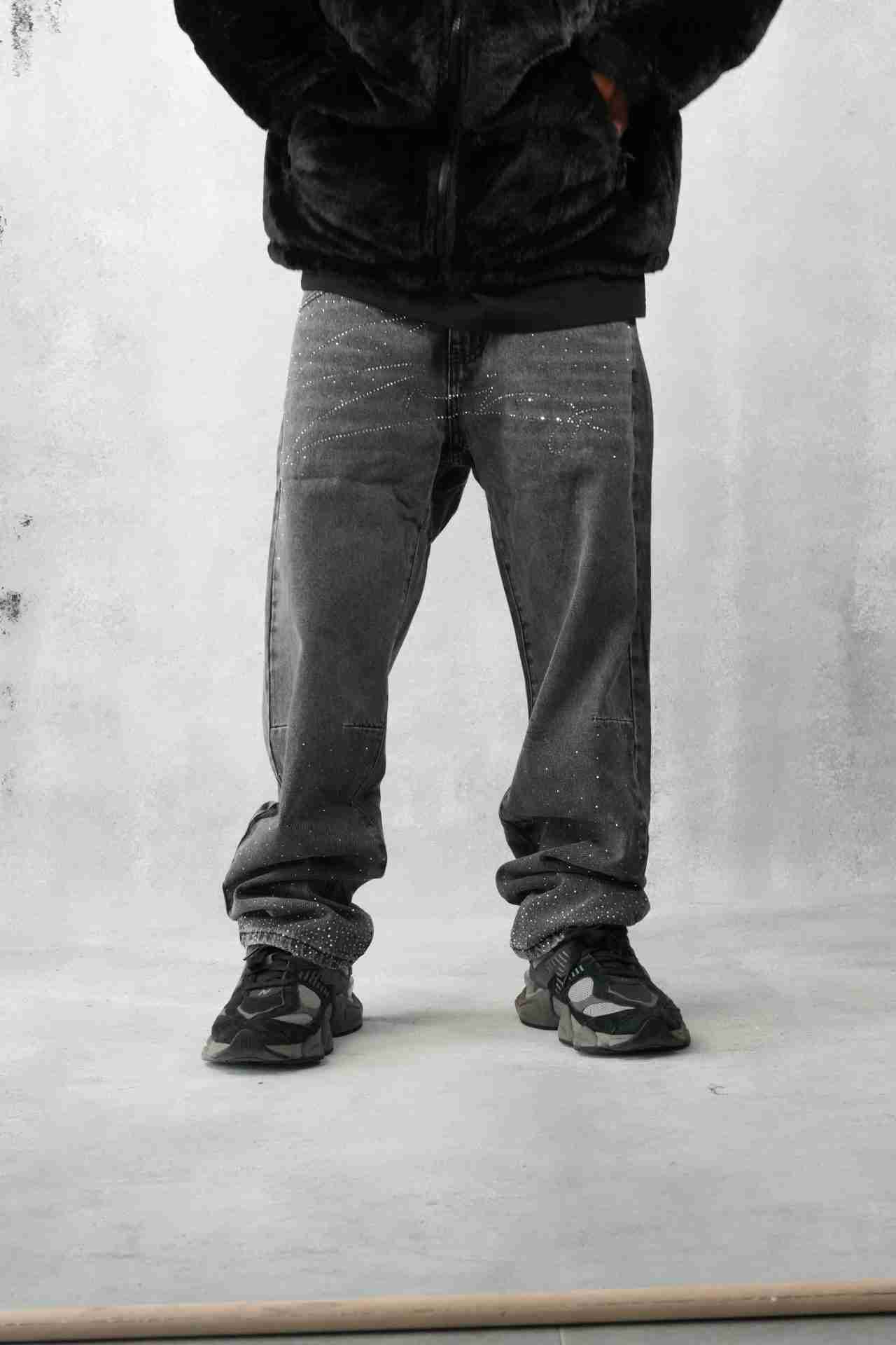 Jeans grey strass
