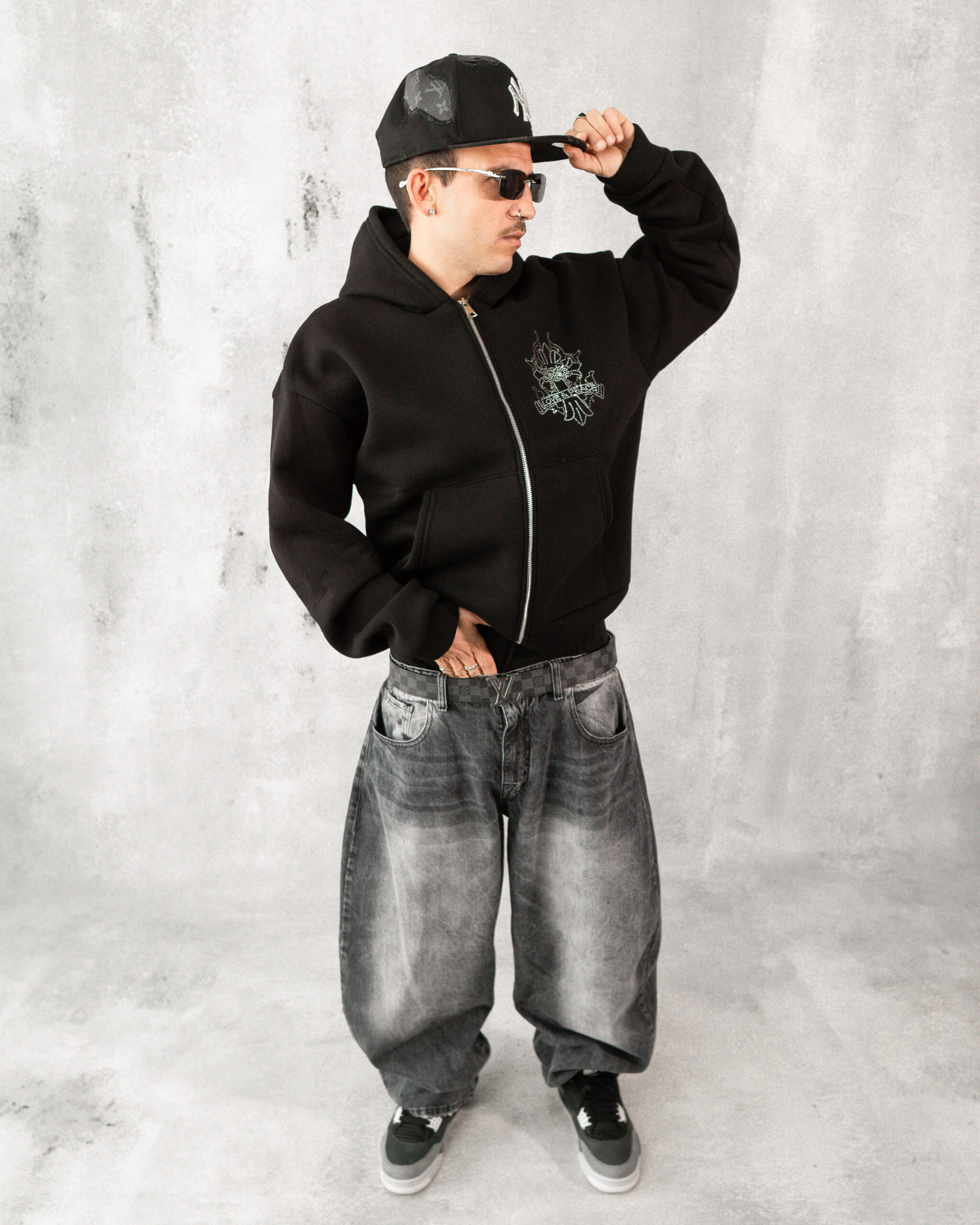 Jeans ballon black grey