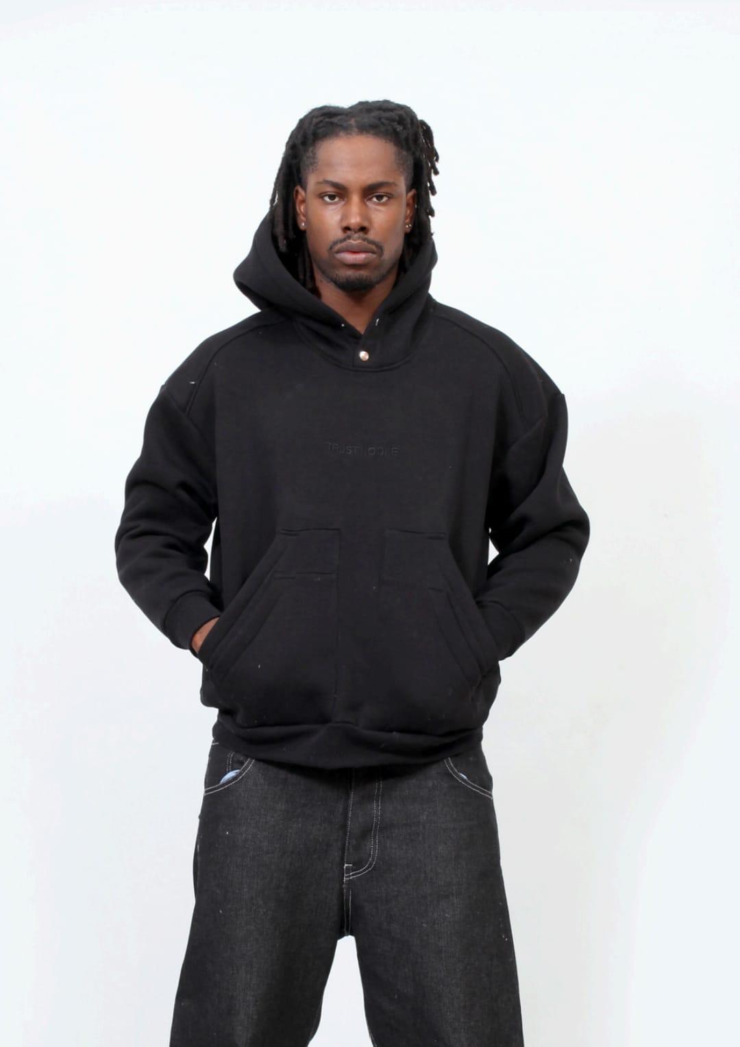 Felpa trust no one black double pocket